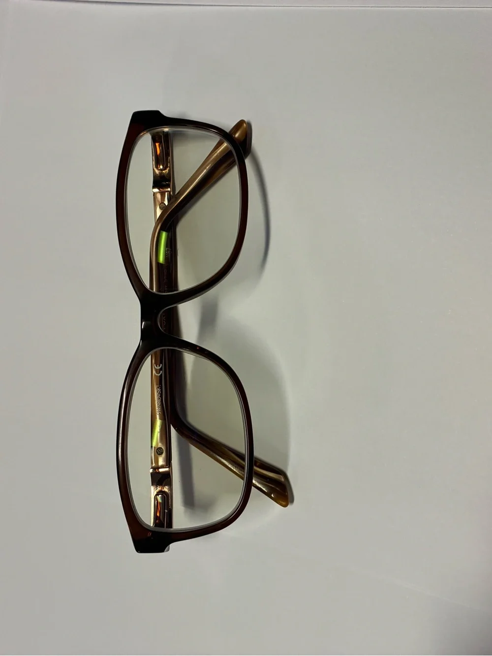 Swarovski Brown Rectangular Glasses with Decorative Crystal Temple